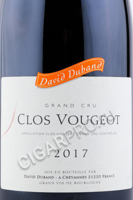 этикетка вино clos vougeot grand cru david duband 2017 0.75л