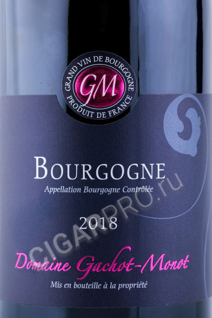 этикетка вино domaine gachot monot bourgogne pinot noir 0.75л
