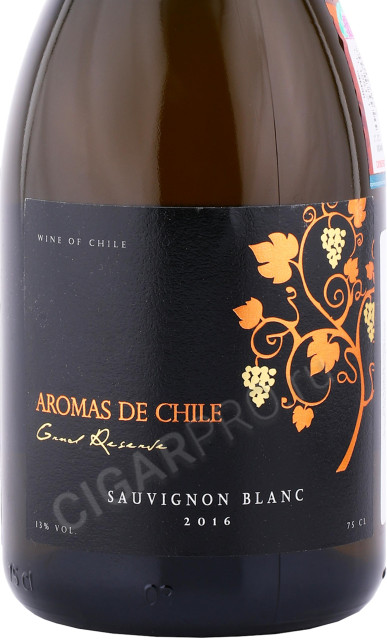 этикетка вино aromas de chile sauvignon blanc gran reserva 0.75л
