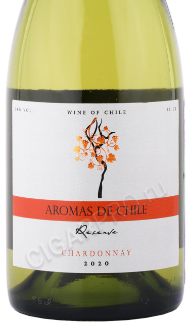 этикетка вино aromas de chile chardonnay reserve 0.75л