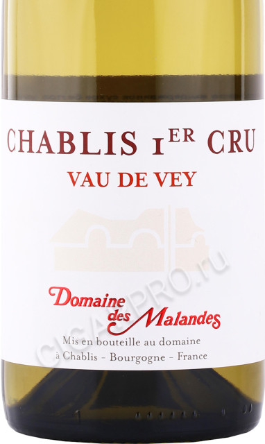 этикетка вино domaine des malandes chablis premier cru vau de vey 0.75л