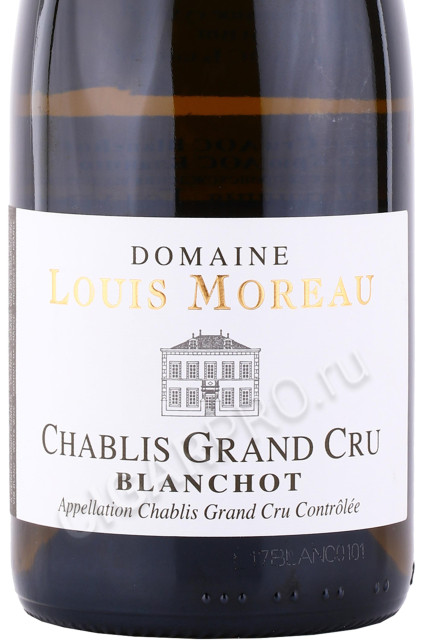 этикетка вино domaine louis moreau chablis grand cru blanchot 2017г 0.75л