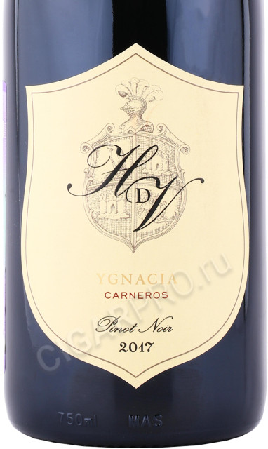 этикетка вино hyde de villaine ygnacia pinot noir 2017г 0.75л