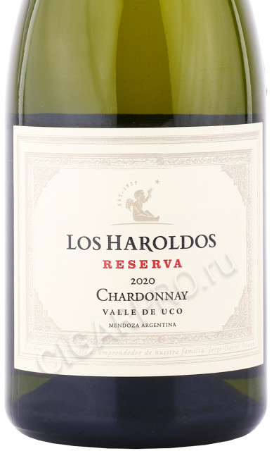 этикетка вино los haroldos chardonnay reserva 0.75л