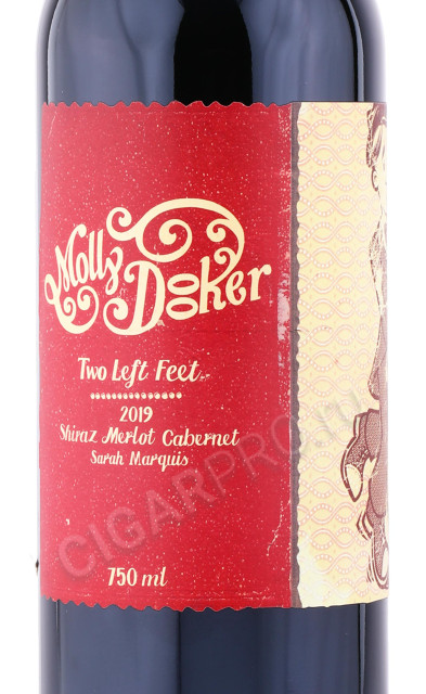 этикетка вино mollydooker two left feet shiraz cabernet merlot 0.75л