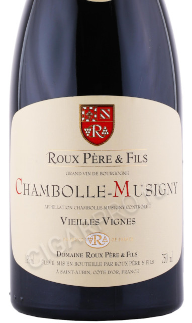 этикетка вино roux pere et fils chambolle musigny vielles vignes 0.75л