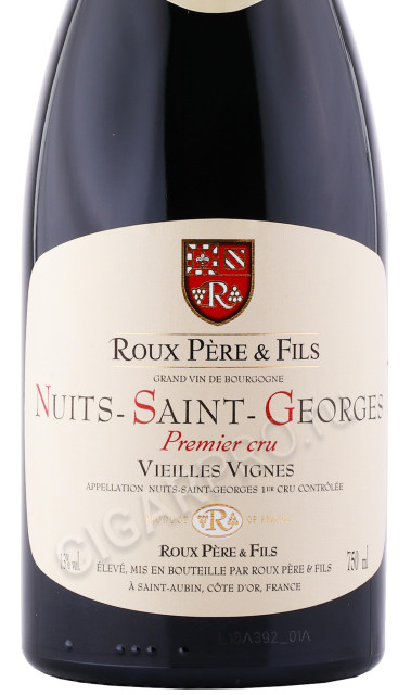 этикетка вино roux pere et fils nuits saint georges premier cru vielles vignes 0.75л