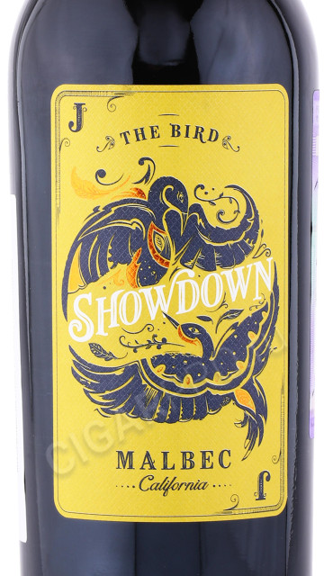 этикетка вино showdown the bird malbec 0.75л