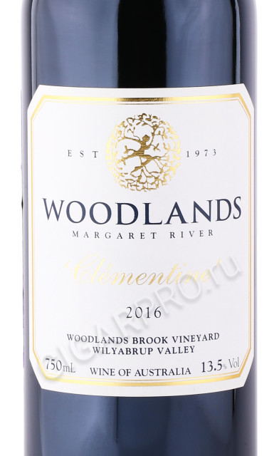 этикетка вино woodlands clementine 0.75л