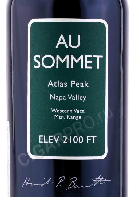 этикетка вино au sommet atlas peak napa valley 2016 0.75л