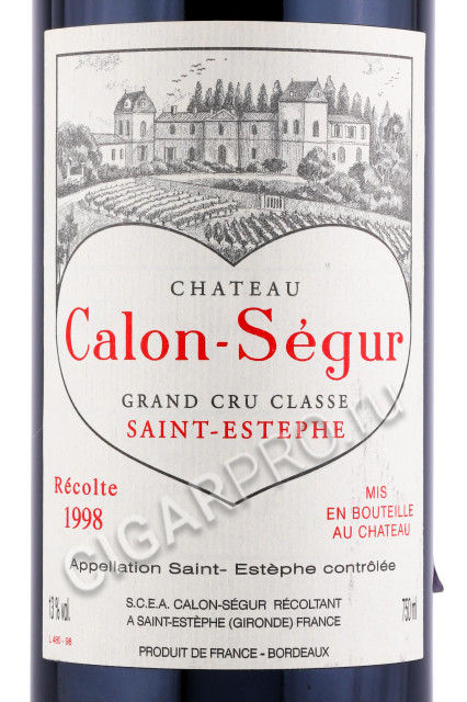 этикетка французское вино chateau calon-segur saint-estephe 3-eme grand cru classe 0.75л