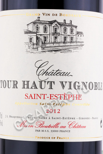 этикетка французское вино chateau tour haut vignoble saint-estephe 0.75л