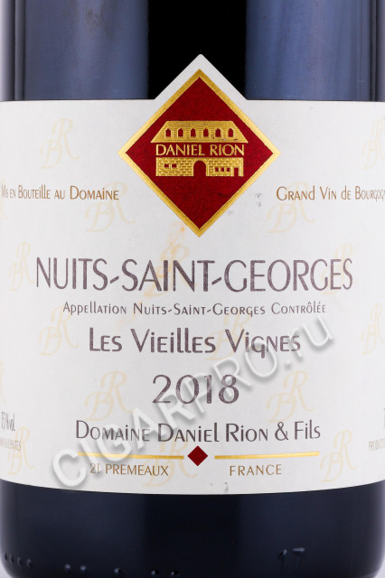 этикетка вино domaine daniel rion & fils nuits-saint georges vieilles vignes 0.75л