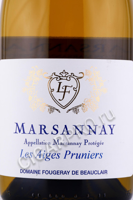 этикетка вино domaine fougeray de beauclair les aiges pruniers marsannay 0.75л