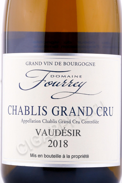этикетка французское вино domaine fourrey chablis grand cru vaudesir 0.75л