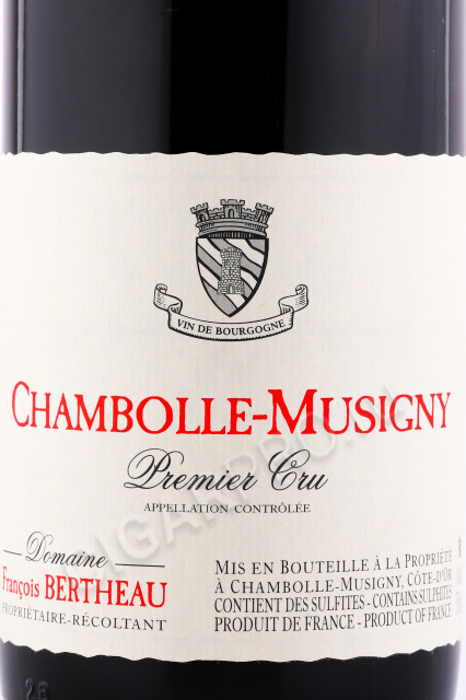 этикетка вино domaine francois bertheau chambolle musigny premier cru 2018г 0.75л