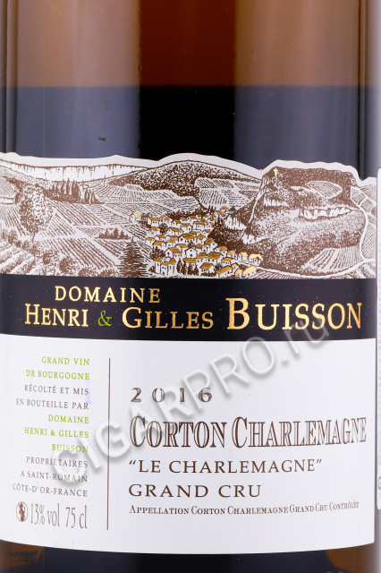 этикетка французское вино domaine henri & gilles buisson corton charlemagne grand cru le charlemagne 0.75л