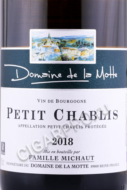 этикетка французское вино domeine de le motte petit chablis 0.75л