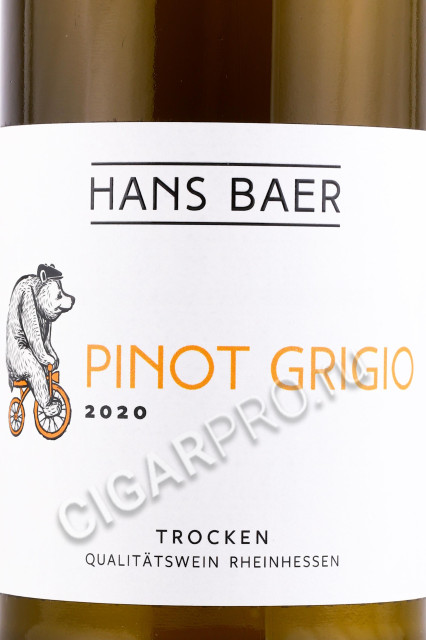 этикетка вино hans baer pinot grigio 0.75л