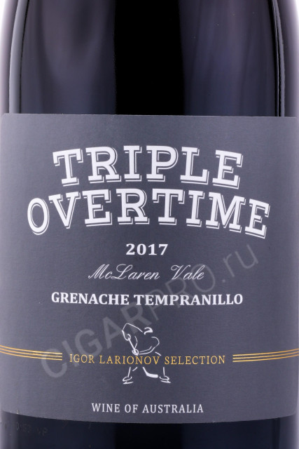 этикетка вино igor larionov triple overtime grenache tempranillo mclaren vale 0.75л