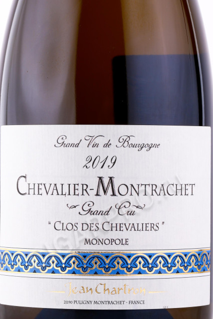 этикетка вино jean chartron chevalier montrachet grand cru clos des chevaliers monopole aoc 2019 0.75л