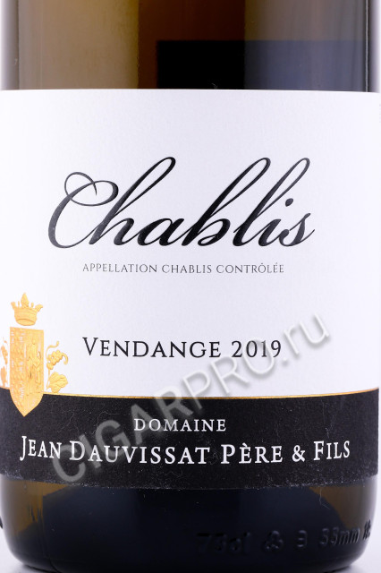 этикетка вино jean dauvissat chablis 0.75л