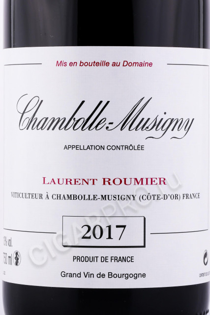 этикетка вино laurent roumier chambolle musigny 2017г 0.75л