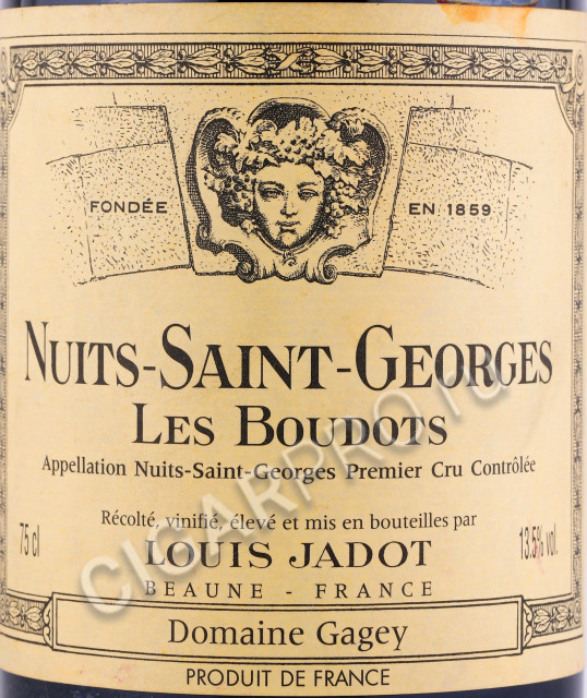 этикетка вино louis jadot nuits saint georges 1 er cru aoc les boudots 2012 0.75л