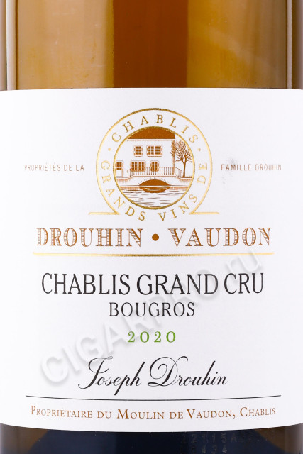 этикетка вино maison joseph drouhin chablis grand cru bougros 2020 0.75л