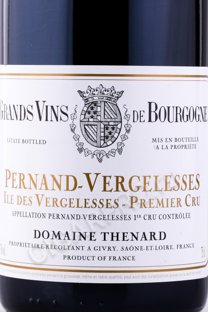 этикетка вино pernand vergelesses premier cru ile des vergelesses 0.75л