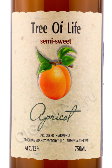 этикетка вино tree of life apricot 0.75л