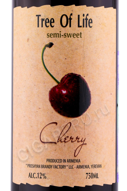 этикетка вино tree of life cherry 0.75л