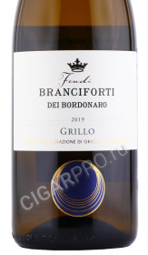 этикетка вино feudi branciforti dei bordonaro grillo 0.75л