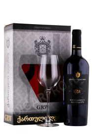 вино chateau grw kindzmarauli 0.75л + бокал в подарочной упаковке