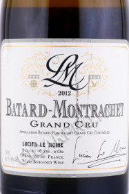 этикетка вино lucien le moine batard montrachet grand cru aoc 2012 0.75л