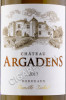 этикетка chateau argadens bordeaux 2017 0.75л