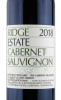этикетка вино ridge estate cabernet sauvignon 2018г 0.75л