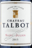 этикетка вино chateau talbot st julien aoc grand cru classe 2015 1.5л