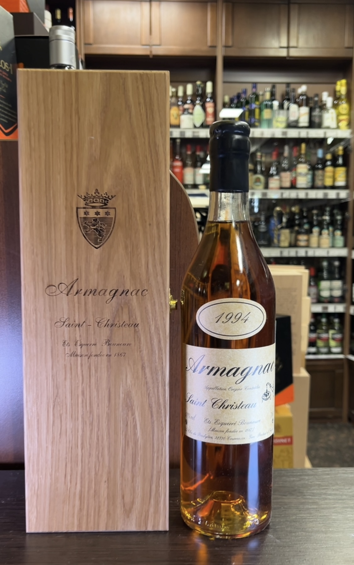 Armagnac Saint Christeau Millesime 1994 years Арманьяк Сент Кристо Миллезимэ 1994 года 0.7л в деревянной упаковке