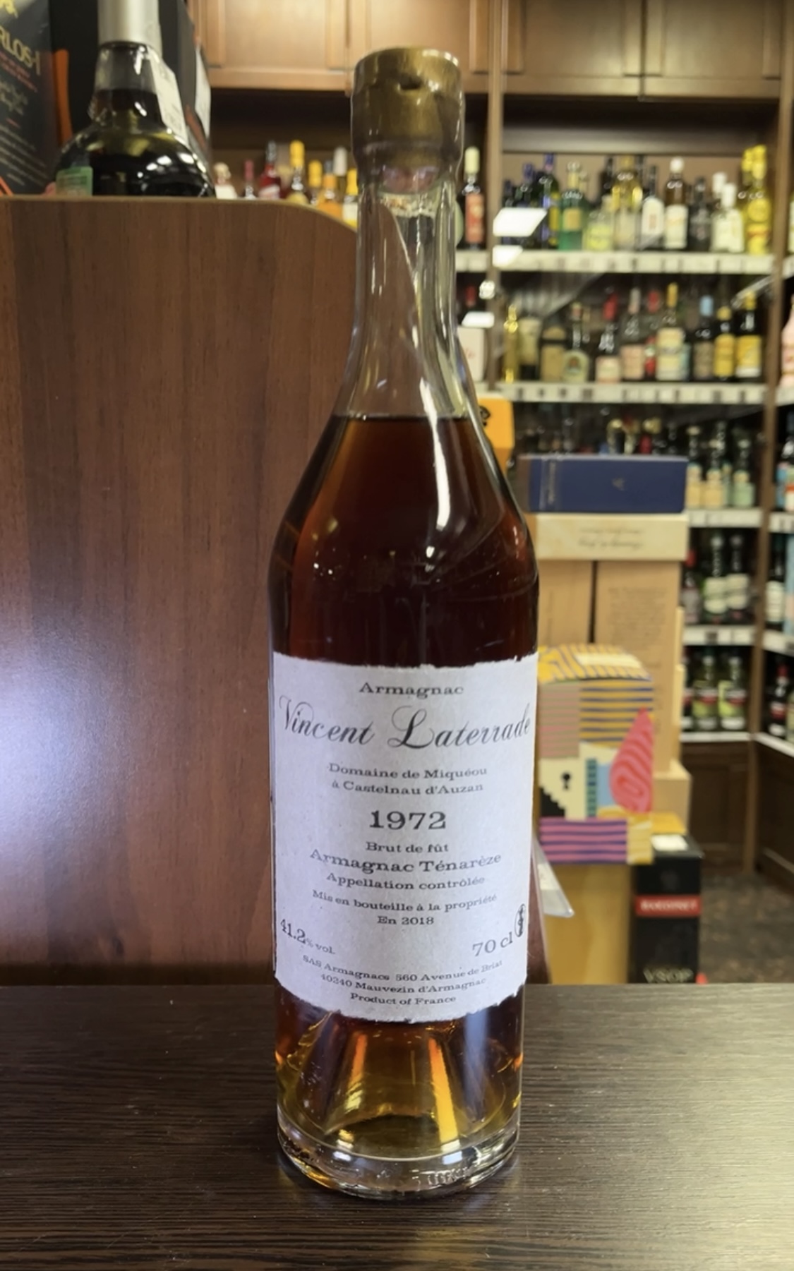 Vincent Laterrade Tenareze brut de fut 1972 Арманьяк Винсент Латеррад Тенарез брют де фют 1972г 0.7л